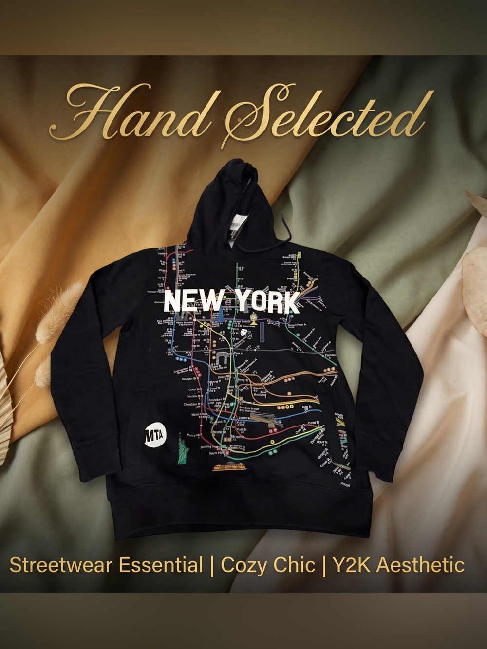 MTA Officially licensed New York Subway Map Hoodie - Black- small